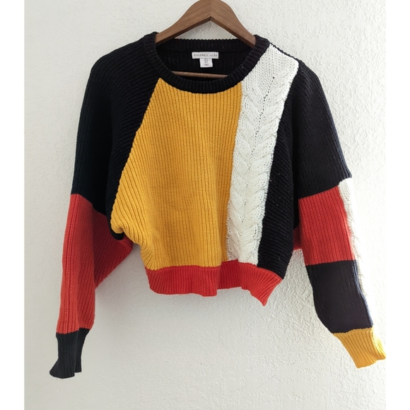 Sincerly Jules Sweaters - Sincerely Jules X Revolve Cropped Knit Color Block Retro Pullover Sweater